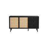 Buffet de Ratán Negro Natural con 3 Cajones y 2 Puertas
