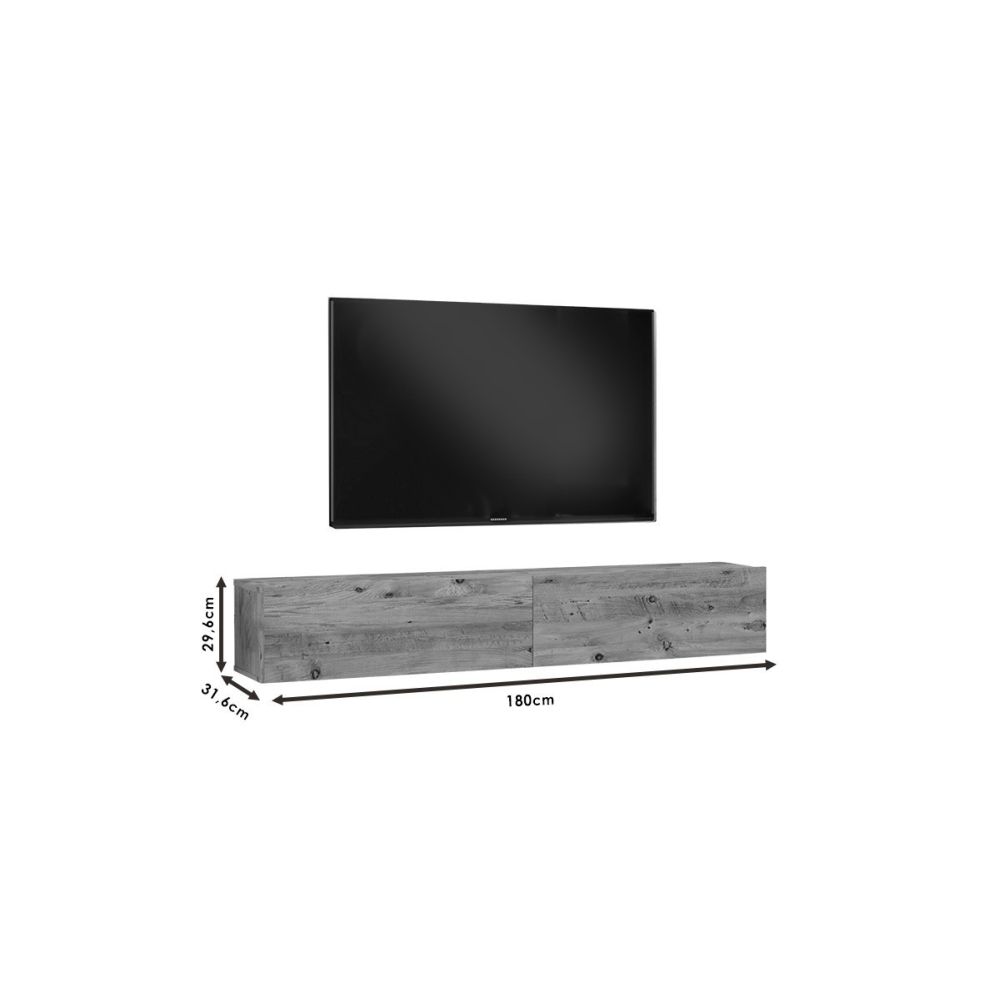 Mueble de TV de Pared moderno Color Roble con 2 Cajones - 180x31.6x29.6 cm.