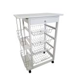 Carro Verdulero de Cocina con Botellero Lateral Blanco Oporto 57x37x82