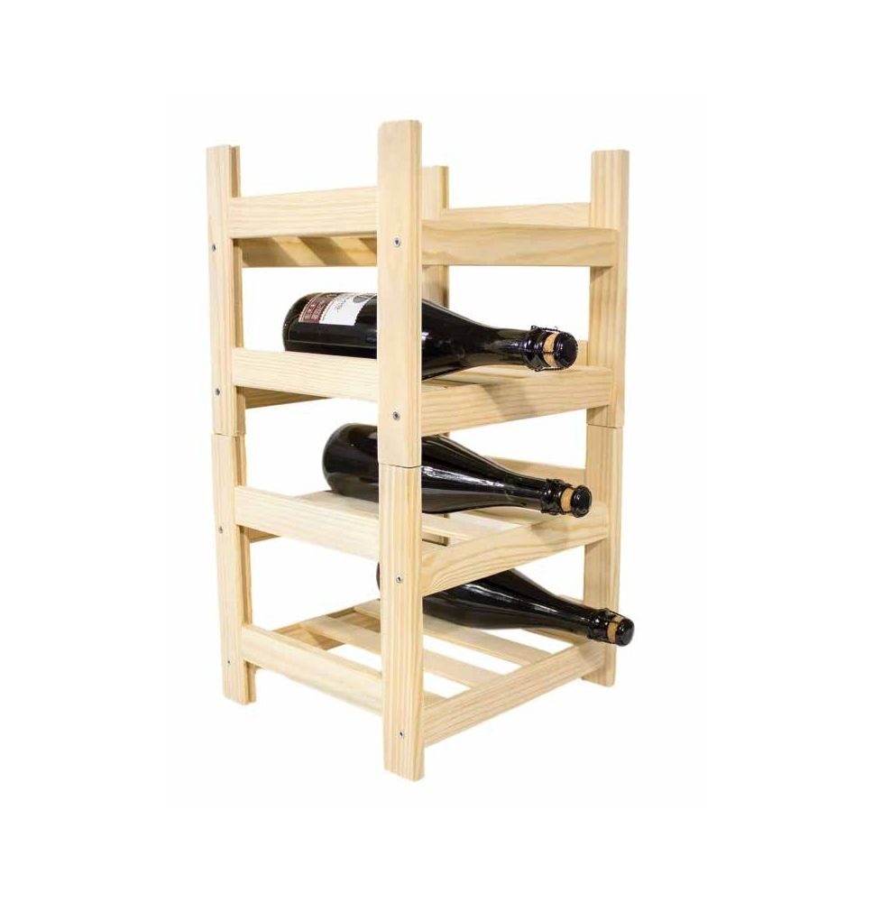 Botellero de madera apilable 12 botellas Botellero de madera apilable 12 botellas
