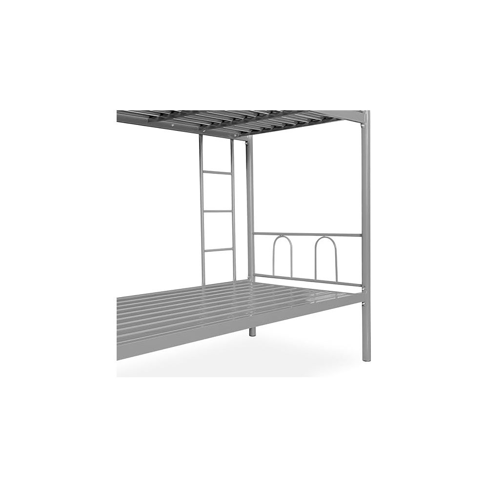 Litera Metálica Reforzada con Barandilla y Escalera - Estructura Tubular - Acero aleado - Color Gris - 90x190 Cm