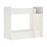 Litera Doble con Escalera - Blanco Veteado y Pino, 198.4 cm (Largo) x 98 cm (Ancho) x 72 cm (Alto)