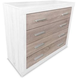 Meyvaser - Cómoda con 4 Cajones, Sinfonier,Colores Andersen y Pino Gris, Medidas: 60 cm (An) x 81.5 cm (Al) x 39.5 cm (Fon)