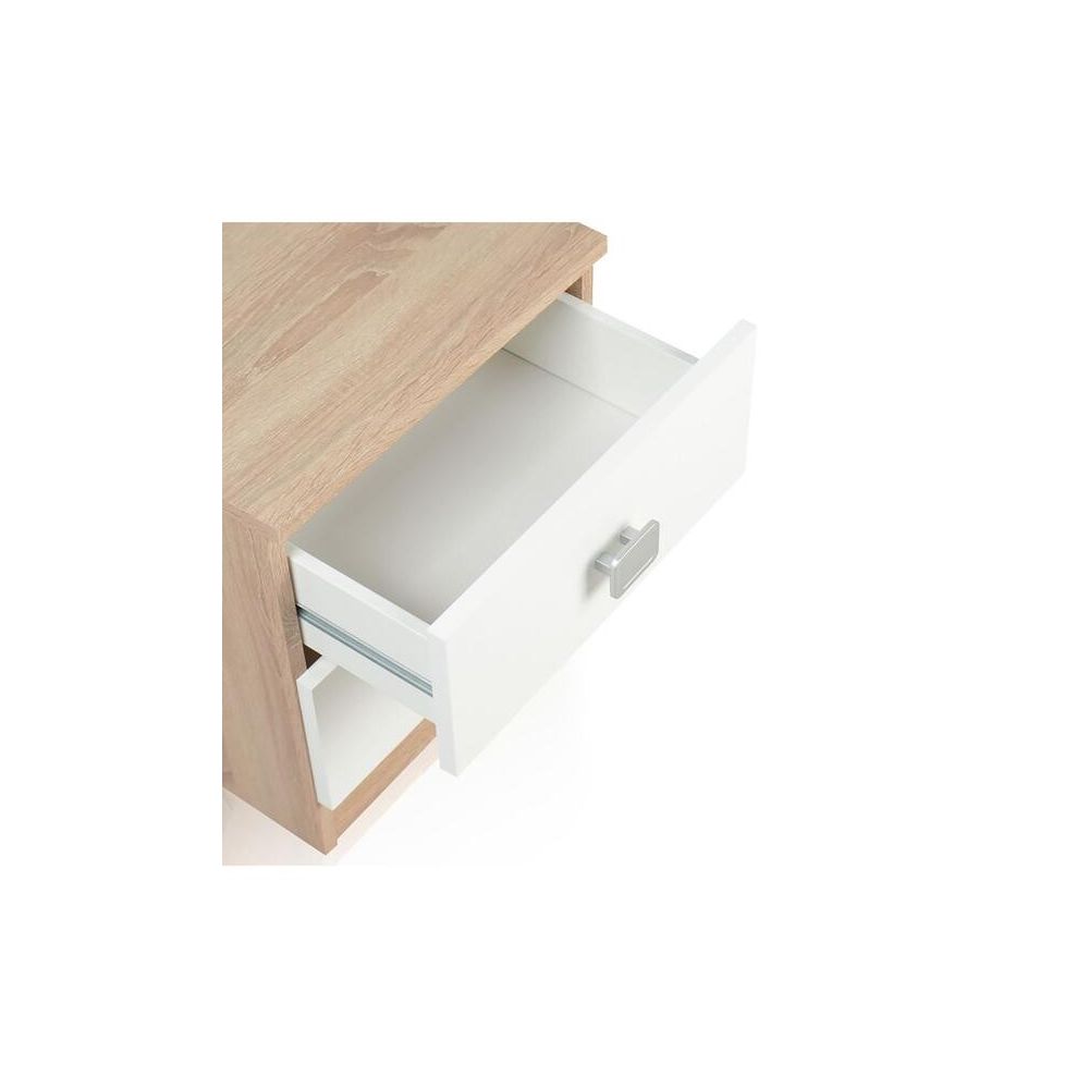 Conjunto dormitorio de Cabecero + 2 mesitas de noche color cambrian y blanco.
