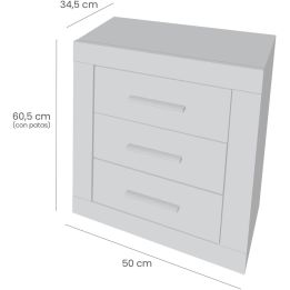 Mesita de Noche, Mesilla de Dormitorio, Color Pino y Gris, Medidas: 50 cm (Lar) x 34,6 cm (Fon) x 60 cm (Al)