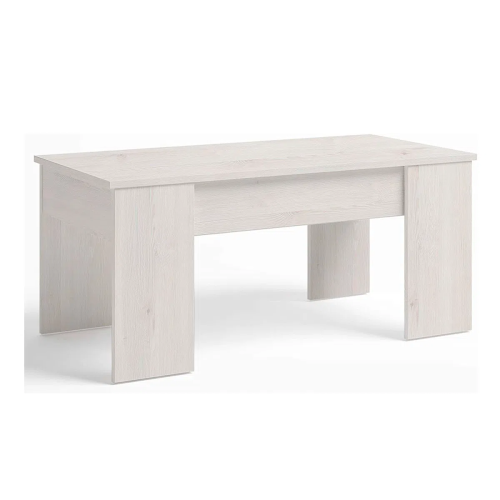 Mesa de Centro Elevable, Mesita de Salón, Acabado en Color Gris Polar, Medidas: 90 cm (An) x 50 cm (Fo) x 46-57 cm (Al)