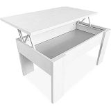 Mesa de Centro Elevable, Mesita de Salón, Acabado en Color Gris Polar, Medidas: 90 cm (An) x 50 cm (Fo) x 46-57 cm (Al)