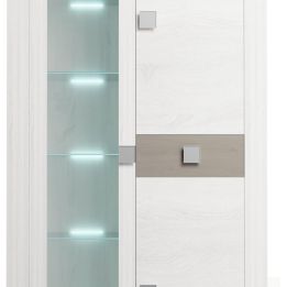 Mueble de Salón Moderno con Leds, Acabado en Andersen Pino -Gris, Medidas: 300 cm (Anc) x 200 cm (Al) 40 cm (Fon)