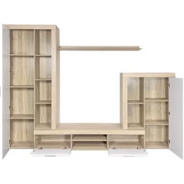 Meyvaser Mueble de salón y TV Composición de salón grande 263 Cm Cambrian-Blanco en madera de gran calidad