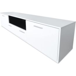 Meyvaser Mueble de salón y TV Composición para salón 200 Cm Color Blanco Gran Espacio Almacenamiento