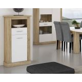 Mueble de Comedor, Mueble Salón, Acabado en Blanco y Cambria, Medidas: 326 cm (Ancho) x 174,7 cm (Alto) x 41,8 cm (Fondo)