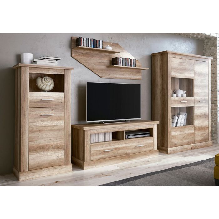 Mueble de Comedor, Mueble Salón, Acabado en Color Cañón, Medidas: 326 cm (Ancho) x 174,7 cm (Alto) x 41,8 cm (Fondo)