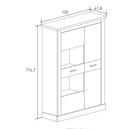 Mueble de Comedor, Mueble Salón, Acabado en Color Cañón, Medidas: 326 cm (Ancho) x 174,7 cm (Alto) x 41,8 cm (Fondo)