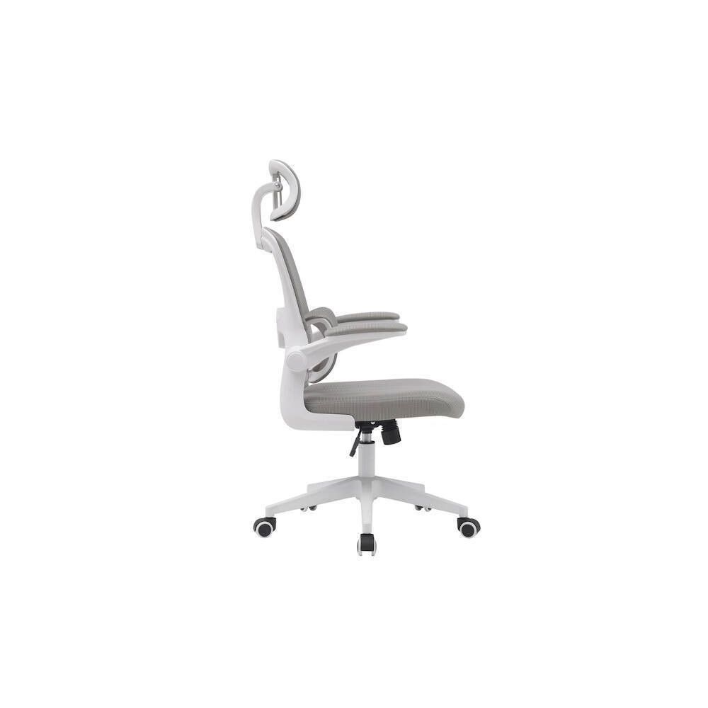 Silla de Oficina Ergonómica en Tejido 3D Gris con Reposacabezas Regulable y Refuerzo Lumbar - Medidas 65x55x114-124 cm