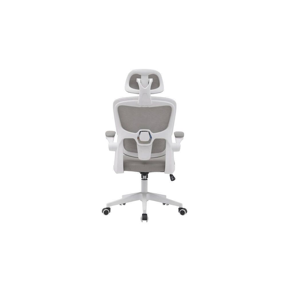 Silla de Oficina Ergonómica en Tejido 3D Gris con Reposacabezas Regulable y Refuerzo Lumbar - Medidas 65x55x114-124 cm