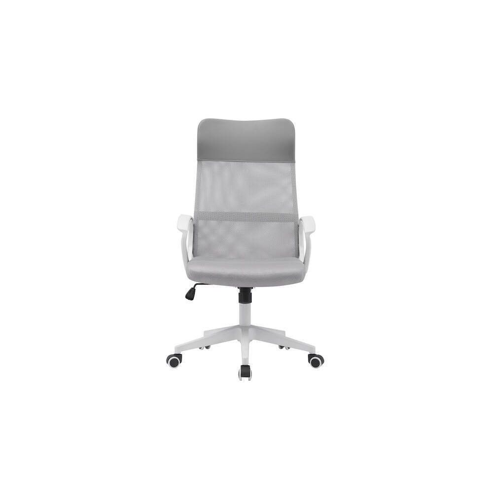 Silla de Oficina Ergonómica con Respaldo en PU Gris y Tejido 3D Gris, Reposacabezas Ajustable- Medidas 57,5x54x104-114 cm
