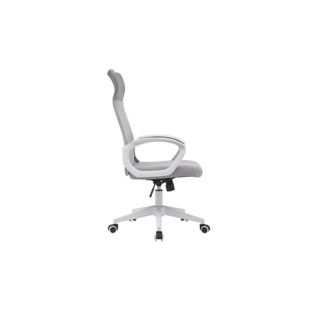 Silla de Oficina Ergonómica con Respaldo en PU Gris y Tejido 3D Gris, Reposacabezas Ajustable- Medidas 57,5x54x104-114 cm
