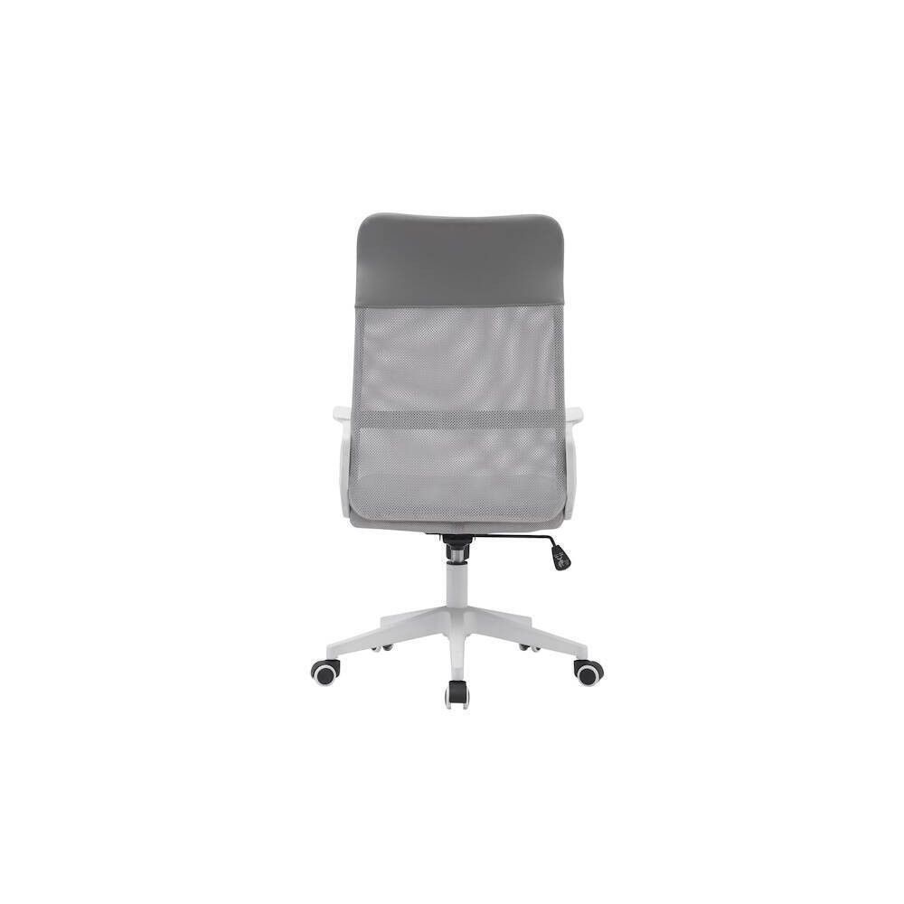 Silla de Oficina Ergonómica con Respaldo en PU Gris y Tejido 3D Gris, Reposacabezas Ajustable- Medidas 57,5x54x104-114 cm