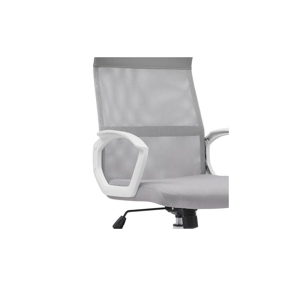 Silla de Oficina Ergonómica con Respaldo en PU Gris y Tejido 3D Gris, Reposacabezas Ajustable- Medidas 57,5x54x104-114 cm