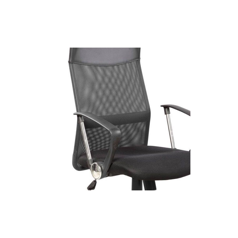 Silla de Oficina Ergonómica con Respaldo Alto en Símil Piel Negra, Regulable en Altura - Medidas 59x60x110-120 cm