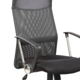 Silla de Oficina Ergonómica con Respaldo Alto en Símil Piel Negra, Regulable en Altura - Medidas 59x60x110-120 cm