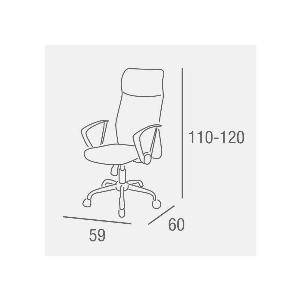 Silla de Oficina Ergonómica con Respaldo Alto en Símil Piel Negra, Regulable en Altura - Medidas 59x60x110-120 cm