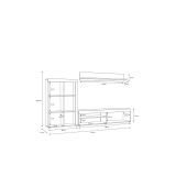 Living room complex Zorbi pakoworld white-sonoma oak melamine 265x41x158.5cm
