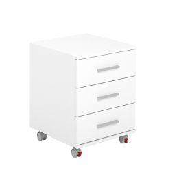 Cajoneras Para escritorio con ruedas 3 Cajones color blanco 58 x 45 x 44 Cm (alto x ancho x fondo)
