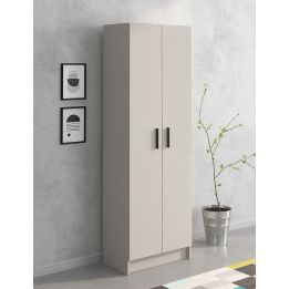 Mueble Multiusos Armario Auxiliar Color Beige – 2 Puertas, 4 Baldas, Práctico y Funcional, Madera, 60x180x35 cm