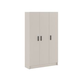 Mueble multiusos Armario auxiliar Color Beige – 3 Puertas, 4 Baldas y Espacio para Escoba Madera, Dimensiones 108x180x35 cm