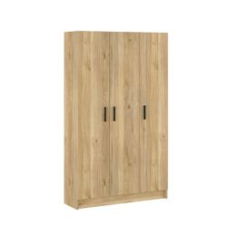 Mueble multiusos Armario Auxiliar Color Mauvella– 3 Puertas, 4 Baldas y Espacio para Escoba, Madera, Dimensiones 108x180x35 cm.