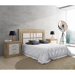 Mesita de Noche 3 Cajones, Mesilla de Dormitorio, Color Cambrian y Blanco , Medidas: 66 cm (anc) x 39,6 cm (Fo) x 63,8 cm (Al)