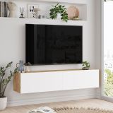 Mueble TV de Pared Blanco y Roble Sonoma 140x31,6x29,6 cm - 2 Puertas
